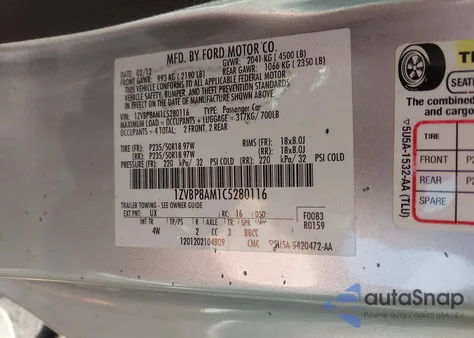 2012 Ford Mustang V6 Premium из США, поврежденный, VIN 1ZVBP8AM1C5280116